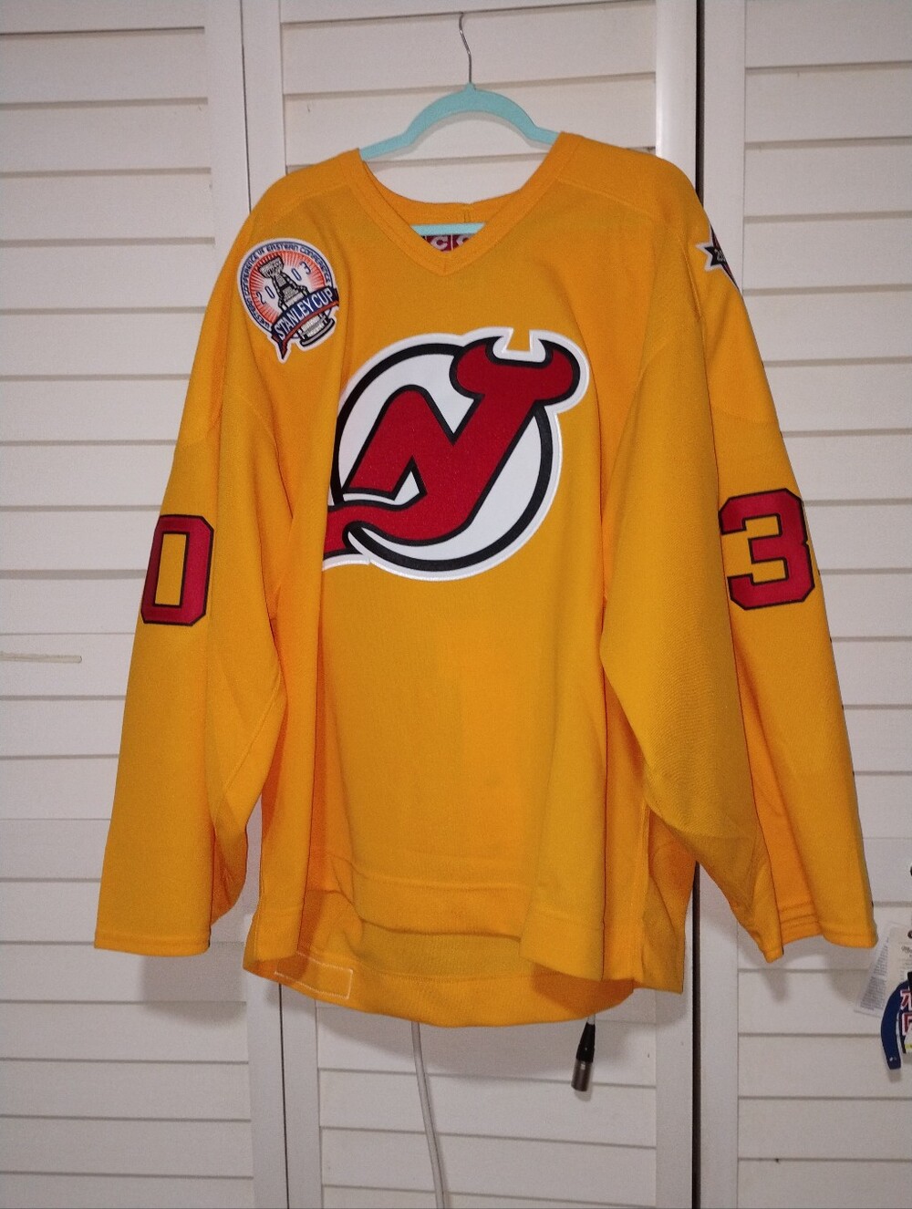 Limited Edition New Jersey Devils Yellow Hockey Jersey with Red Logo